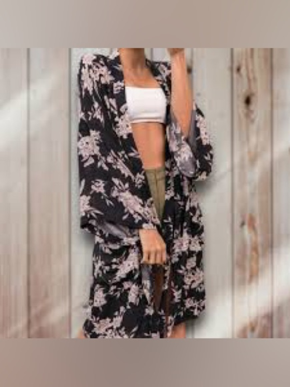Spiritual Gangster Pocket Floral Maya Kimono - Black - One Size